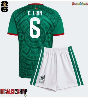 Messico Erik Lira #6 Prima Maglia Bambino Mondiali 2026 Manica Corta (+ Pantaloni corti)